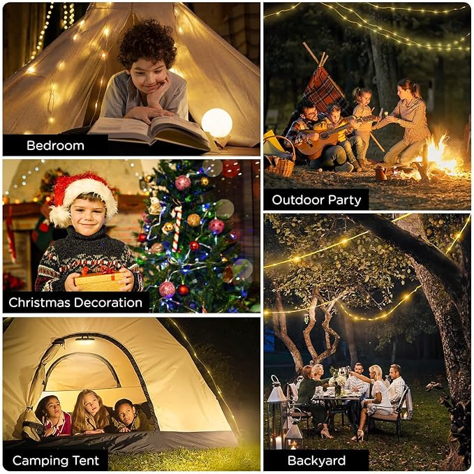 OGERY 2-Pack Camping String Lights, 32.8FT Rechargeable Christmas String Lights - Image 7