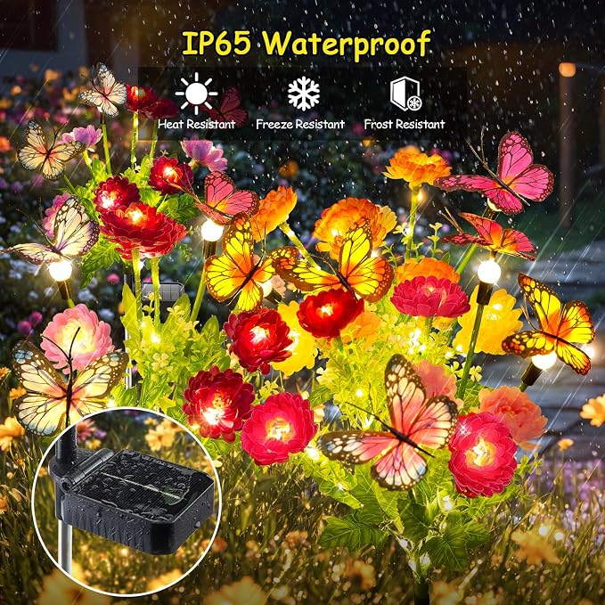 GARPAR Solar Garden Decor, 3 Pack Solar Lights - Image 3
