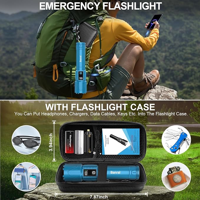 Rechargeable Tactical Flashlights 2000 High Lumens - 5000mAh Super Bright LED - Image 5