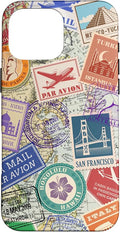World Map Travel Passport Stamps Postage Stamp Case by Unknown