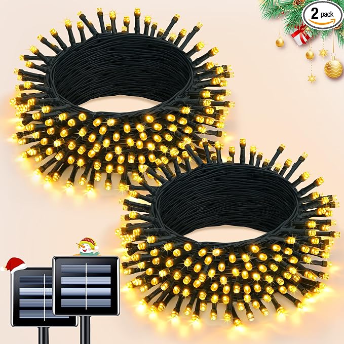 JMEXSUSS 2 Pack Solar String Lights Outdoor Waterproof, Total 66 FT 200 LED by JMEXSUSS