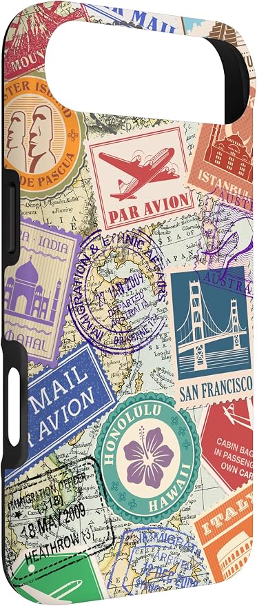 World Map Travel Passport Stamps Postage Stamp Case - Image 2
