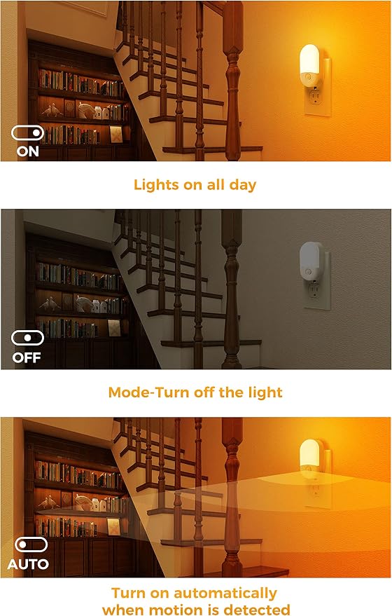 L LOHAS LED Amber Night Light, 2 Pack, Night Lights Plug into Wall Motion Sensor - Image 5