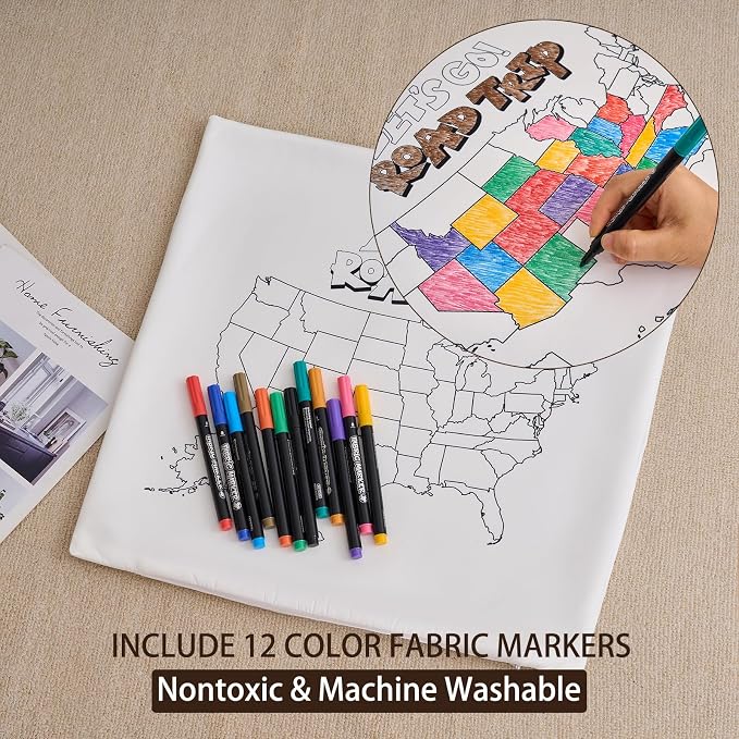 Let's go a Road Trip USA Map Coloring Pillowcase - Image 6