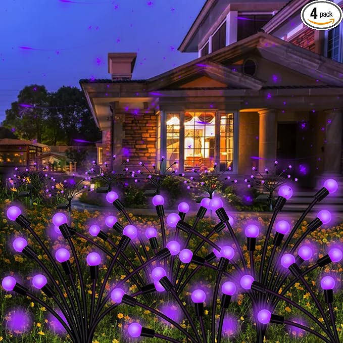 Kohlrabi Solar Garden Lights Outdoor, 4 Pack 32 LED Solar Purple Firefly Lights by KohlrabiDecor