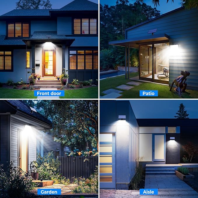 Peasur 4 Pack Solar Motion Lights Outdoor, 318 LED Solar Security Light - Image 7