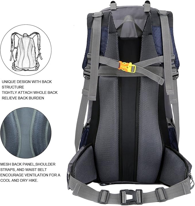 Bseash 60L Waterproof Hiking Camping Backpack - Image 6