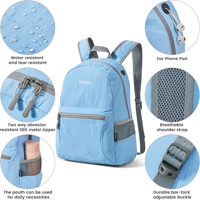 G4Free 20L Lightweight Packable Backpack Travel Hiking Daypack Foldable Backpack - Image 4