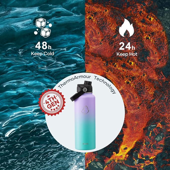 BUZIO 40oz Insulated Water Bottle, Stainless Steel Double Wall Water Flask Leak - Image 2