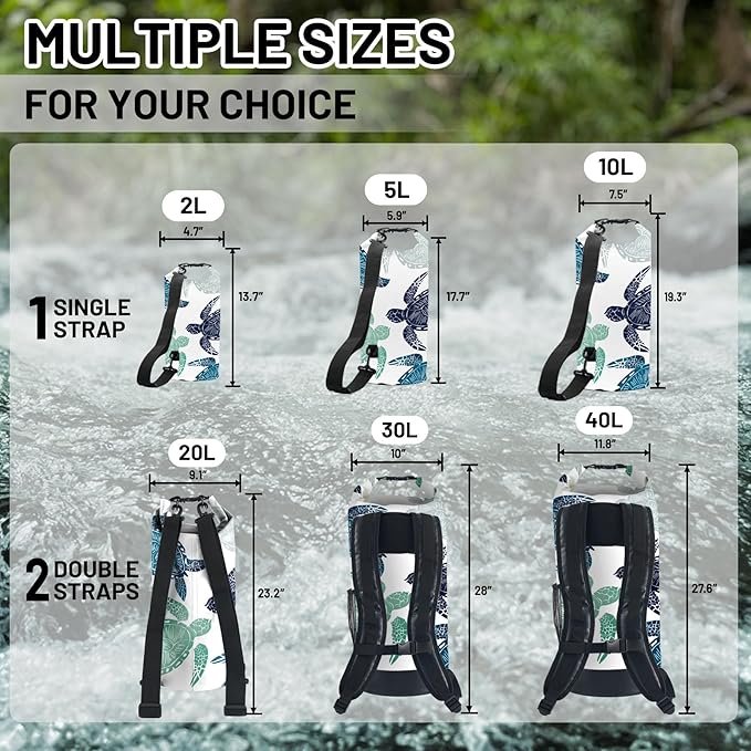 Waterproof Dry Bag, Roll Top Sea Turtle Small Waterproof Backpack - Image 6
