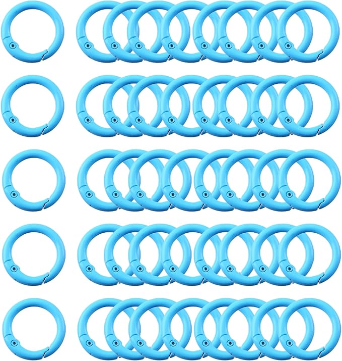 Carabiner Clip 48Pcs Turquoise Metal Key Ring Clip Circle Keychain Rings Bulk by KJMLDIY