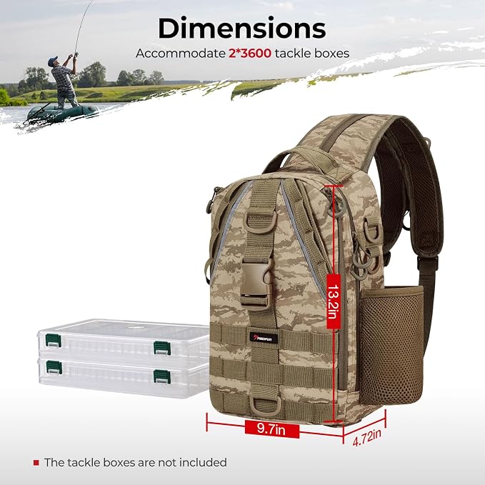 Piscifun Fishing Backpack with Rod Holder, Lightweight Sling Bag Storge Gear - Image 5