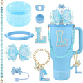 9PCS Blue for Stanley Cup Accessories Set Bling Initials Bow Charms for Stanley by Unknown