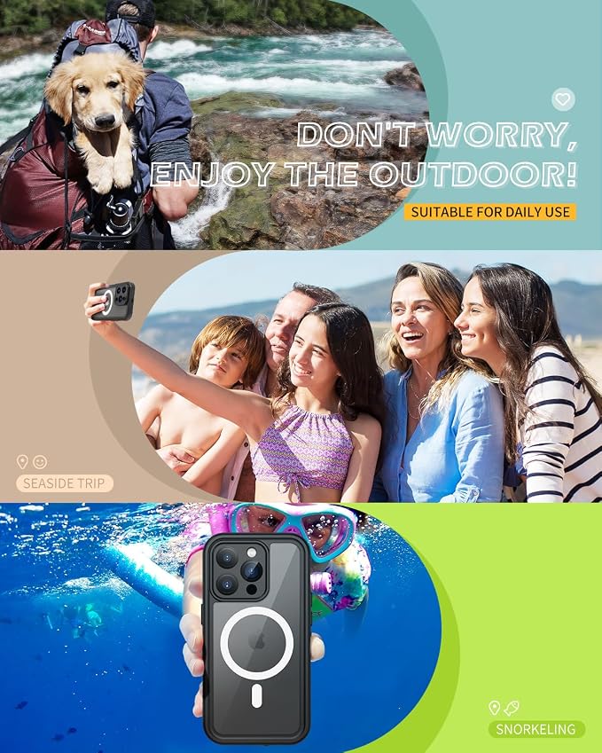 Lanhiem for iPhone 14 Pro Magnetic Case, Waterproof Dustproof Shockproof Case - Image 7