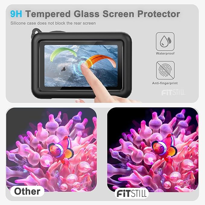 FiTSTILL Silicone Rubber Case+3Pack Tempered Glass Protector Compatible - Image 6