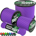 Reflective Paracord Rope 750 lb - 1000ft 5/32" Parachute Cord 4MM 12-Strand by Triberion