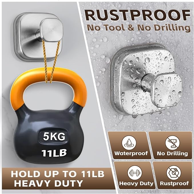 Suction Cup Hooks for Shower Heavy Duty No-Drill– Reusable Multi-Purpose Hooks - Image 2