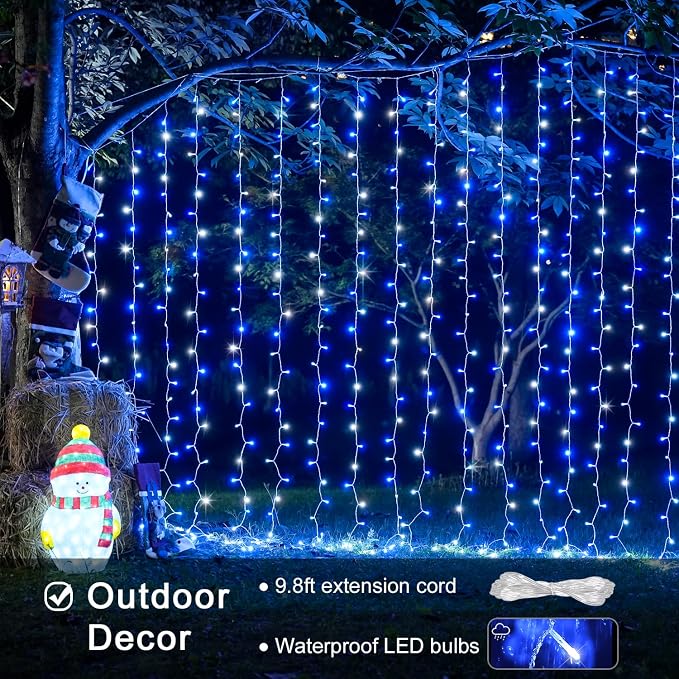 JMEXSUSS 300LED Christmas Curtain Lights Plug in - Image 3