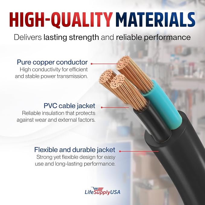 3ft Outdoor/Indoor Extension Cord 10/3 Gauge Ultra Heavy Duty 3 Prong SJTW - Image 4