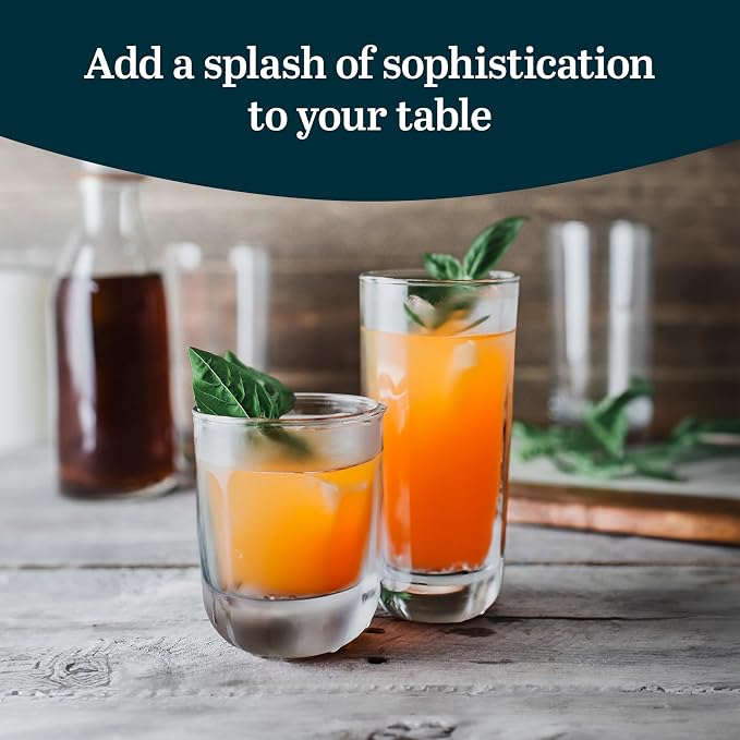 Libbey Drinking Glasses Polaris Tumbler and Rocks Set of 16, Sturdy Drinkware - Image 2