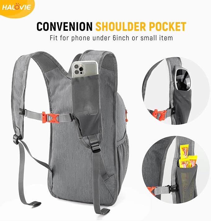 HALOVIE 15L Foldable Hiking Backpack Phone Pocket Lightweight Travel Daypack - Image 2