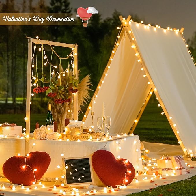 JMEXSUSS 100 LED Connectable Globe String Lights Indoor Bedroom, 33ft Warm - Image 6
