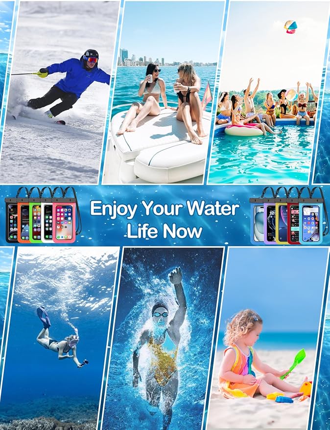 2 Pack Black Universal Waterproof Phone Pouch, Large Phone Waterproof Case Dry - Image 2