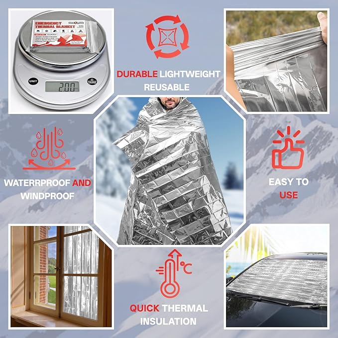 SecuCaptain Survival Emergency Thermal Blankets: 30 Pack Extra Large 84” x63” - Image 4