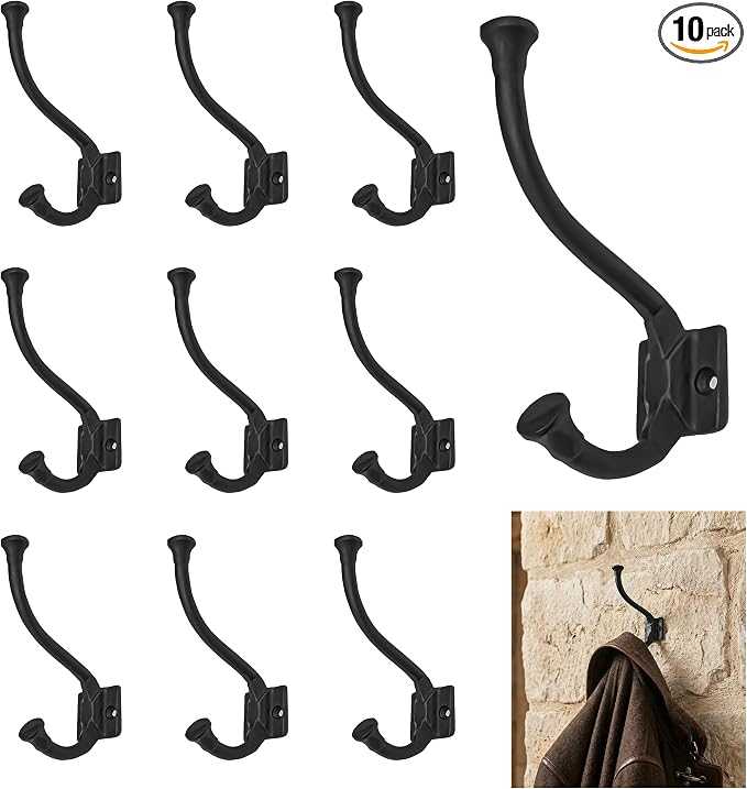 Mystic Colonial Medieval Rustic Cast Iron Wall Hooks Vintage Black Coated by SaKeGa