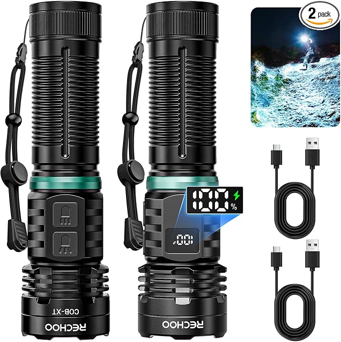 RECHOO Rechargeable Flashlights High Lumens, 990000lm LED Flashlight by RECHOO