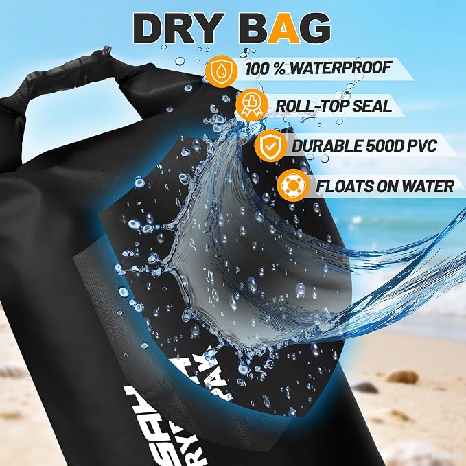 Waterproof Dry Bag, 5L/10L/20L/30L/40L Roll Top Lightweight Storage Backpack - Image 6