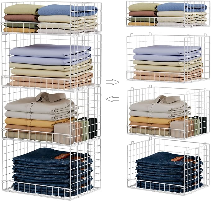 Yociyoga 4 Tier Stackable Closet Organizers and Storage Shelves, Foldable by FollowWithYociyogaTogether
