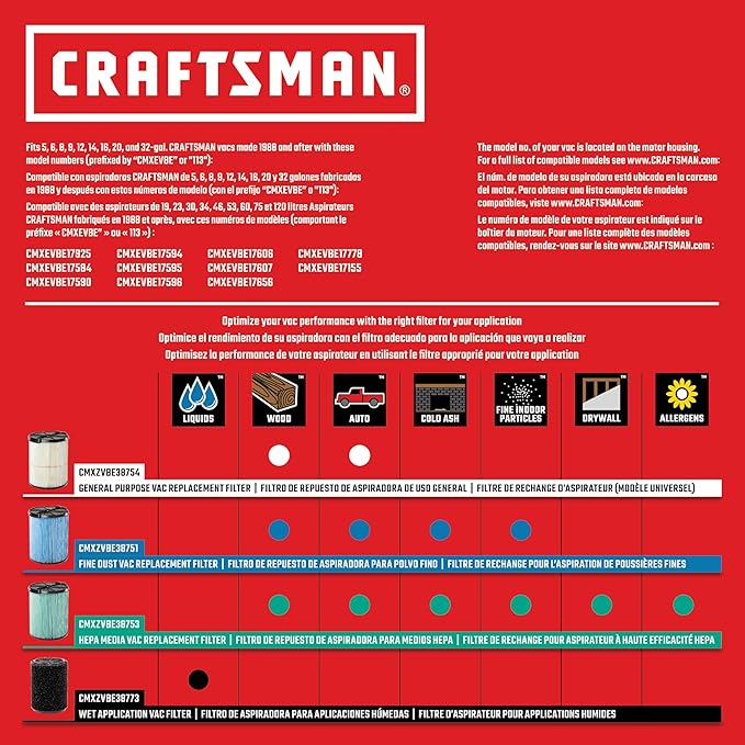 CRAFTSMAN CMXEVBE18690 9 Gallon 4.25 Peak HP Wet Dry Vac, Portable Shop Vacuum - Image 8