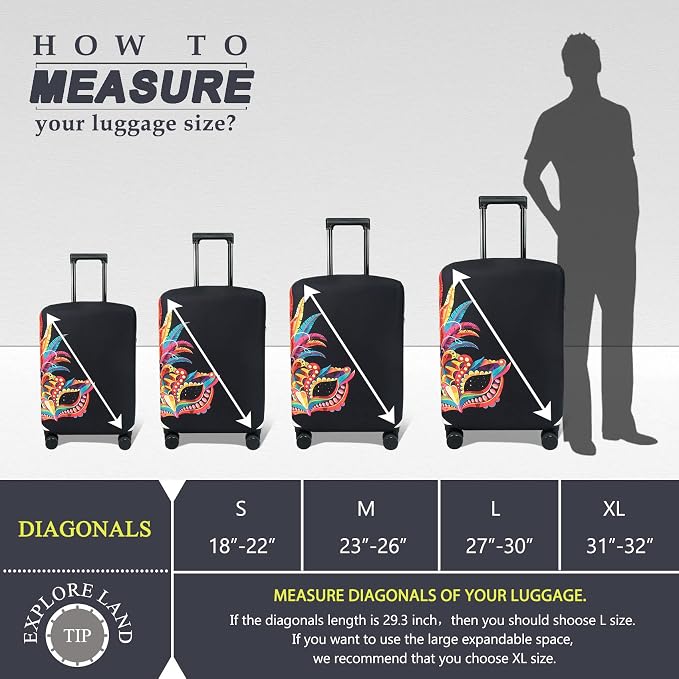 Explore Land Travel Luggage Cover Suitcase Protector Fits 18-22 Inch Case - Image 5