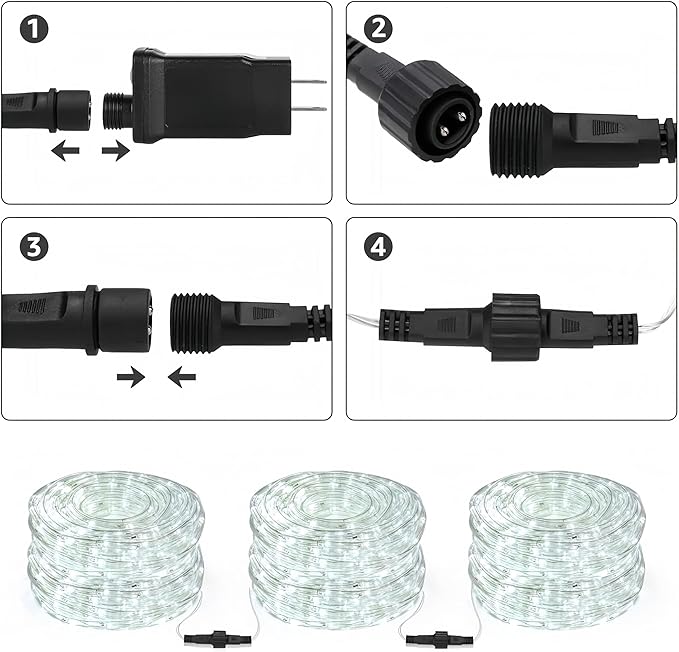 Lighting EVER 33ft 240 LED Outdoor Rope Lights Cool White 6000K, 24 V - Image 3