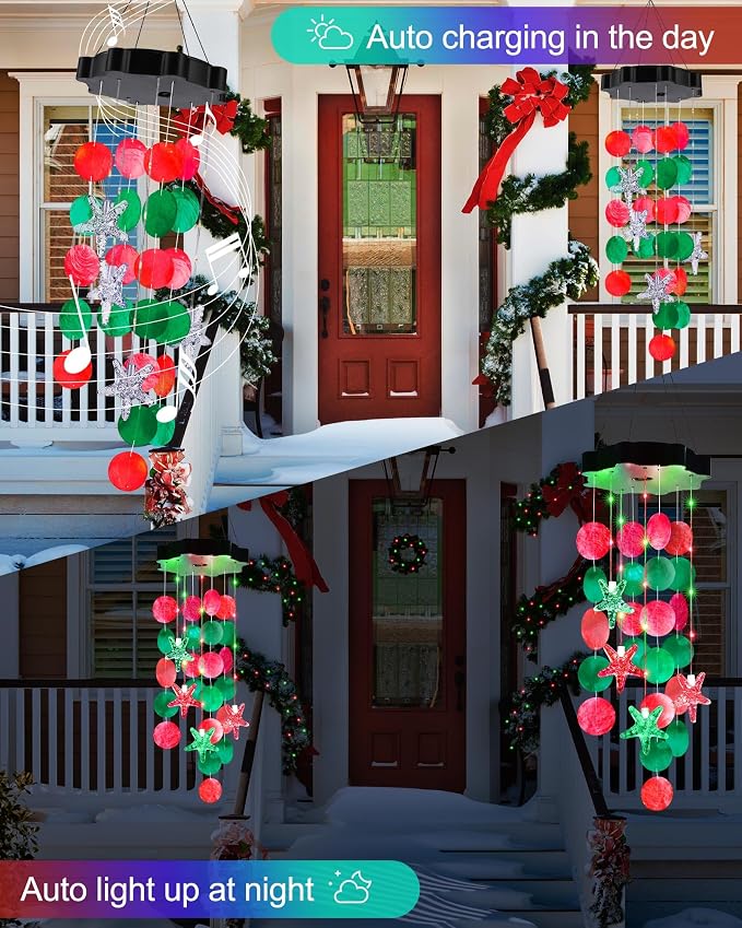 Toodour Solar Decorative Lights Outdoor, Solar Wind Chimes Outside Decorative - Image 4