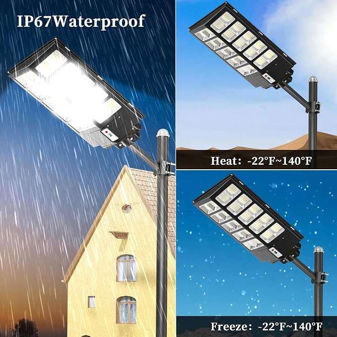 Ofuray Solar Street Lights Outdoor, Solar Security Flood Lights Parking Lot - Image 5