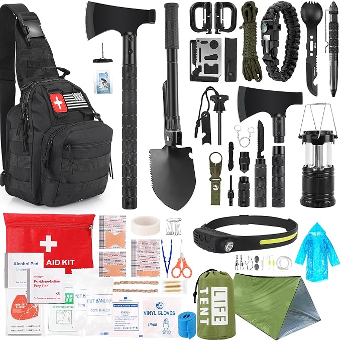 Survival Kit, Camping Axe, Crossbody Bag by XIFOZA