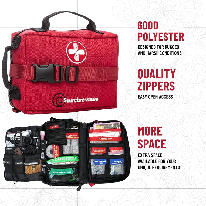 Surviveware 119 Pcs Comprehensive Premium Survival First Aid Kit - Image 4