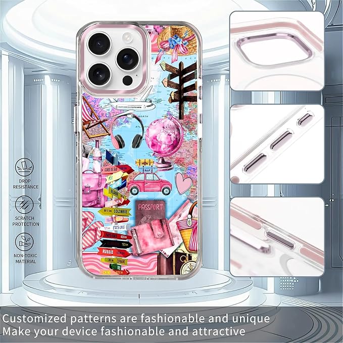 Case for iPhone 13 Pro Max, Cover Holiday Trip World Map Phone Case Design，for - Image 2