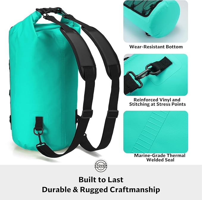 STOVER 5/10/25/30/40/55L Waterproof Dry Bag- Roll-Top Backpack w/Phone Case- - Image 4