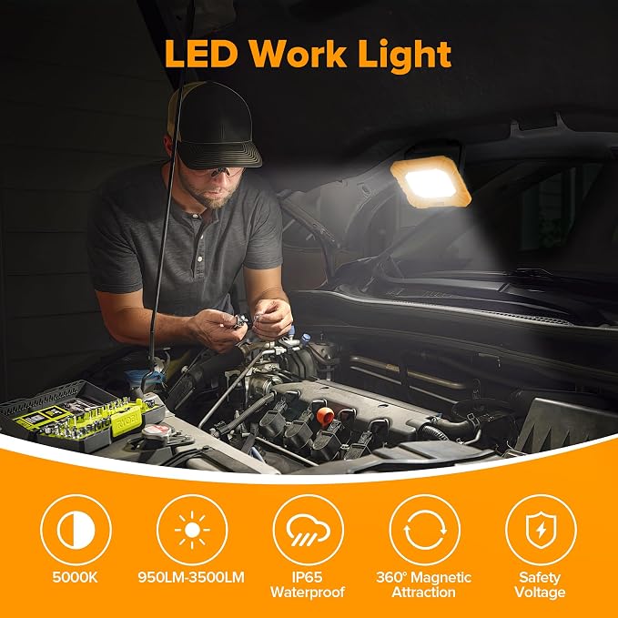 LUTEC 3500LM LED Work Light, Rechargeable Magnetic Work Lights - Image 5