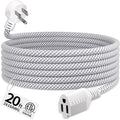 16 Gauge Braided Extension Cord 20 FT, 16/3 Flat Plug Power Cord Indoor by Seeklyze