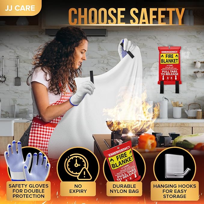 JJ CARE Fire Blanket – 40"x40" 4 Packs - Image 4