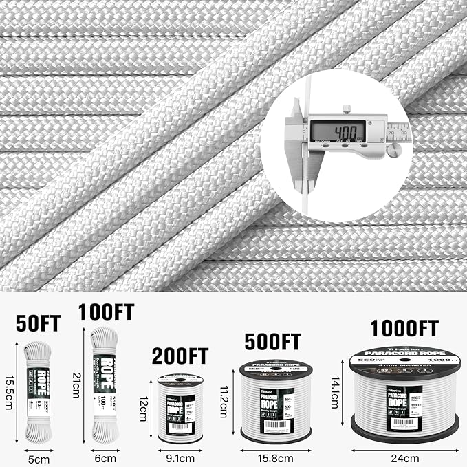 Paracord Rope 550 lb - 500ft 5/32" Parachute Cord 4MM 7-Strand para Cord - - Image 5