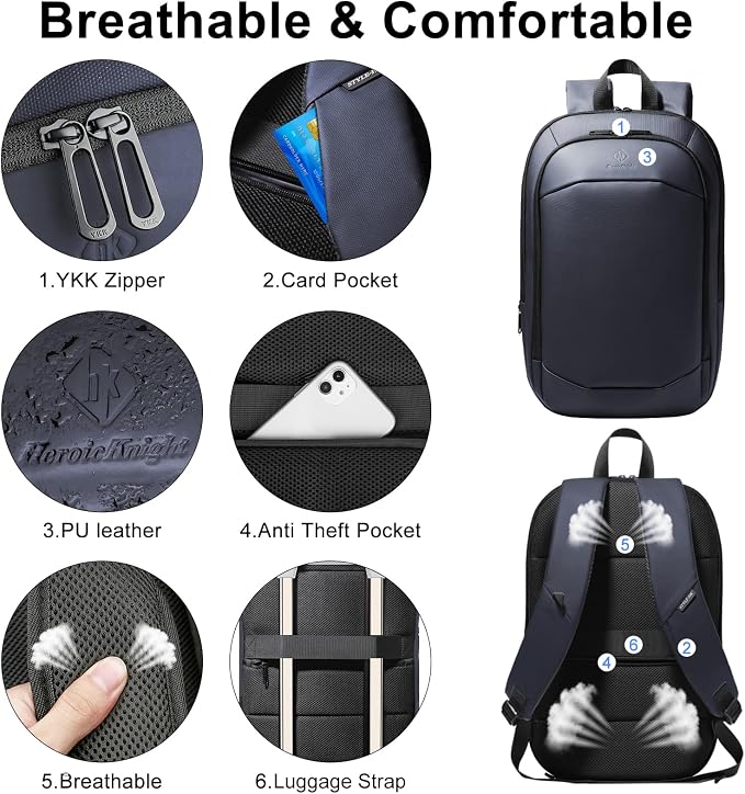 Slim Laptop Backpack for Men, Waterproof Expandable High Tech Business Work - Image 6