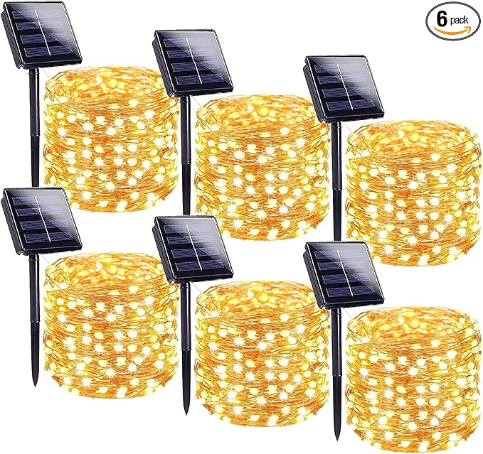 Solar String Lights Outdoor, 6 Pack Each 100 LED Solar Fairy Lights by BHCLIGHT
