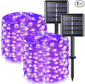 JMEXSUSS 2 Pack Solar Fairy Lights Outdoor, 33ft 100 LED Purple Christmas Lights by JMEXSUSS