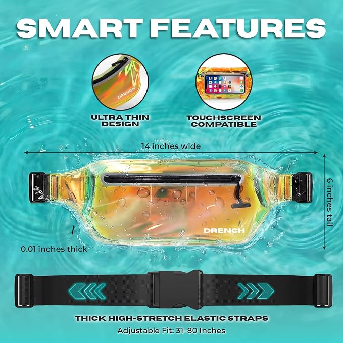 Drench Waterproof Fanny Pack Chrome Iridescent Submersible Dry Bag Waist Pouch - Image 7