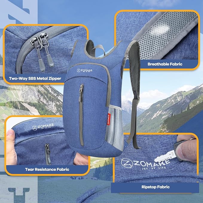 ZOMAKE 10L Ultra Lightweight Packable Backpack, Small Daypack Light Foldable - Image 4